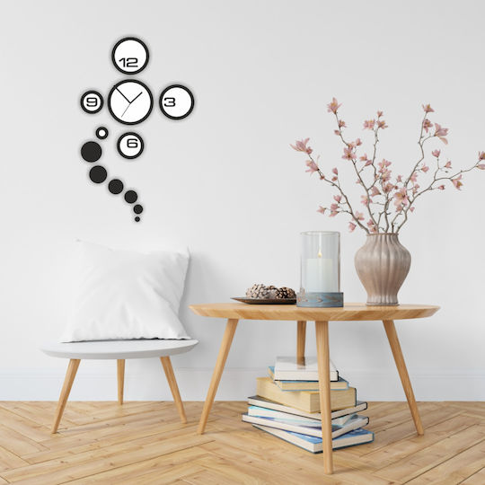 Orafol Flower From Circles Wall Clock Plastic Black