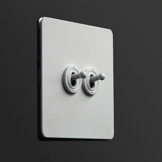 Matte White Serenity Metal Switch Vichema 2gang 2way Matte White