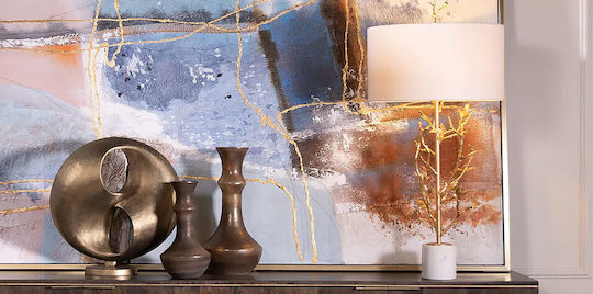 Metall Tischlampe mit Weiß Schirm und Gold Basis