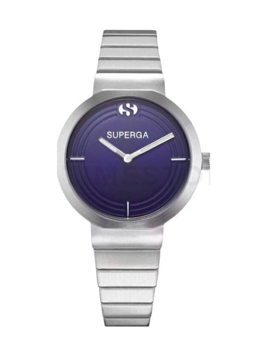 Superga Herrenuhr Batterie mit Silber Metallischem Armband