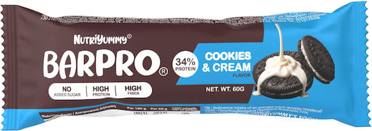 Nutriyummy Barpro Riegel Protein mit Geschmack Kekse und Sahne 60gr