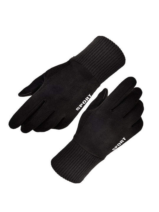 Techsuit Unisex Leather Gloves Black Touchscreen