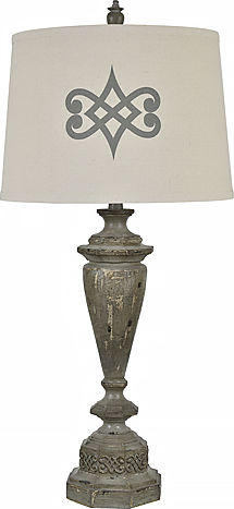 Hawthorn Vintage Tischlampe LED mit Weiß Schirm und Bronze Basis