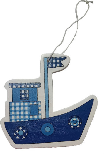 Holzdekorationshandwerk Blaues Schiff Boot 9cm Tatu Moyo