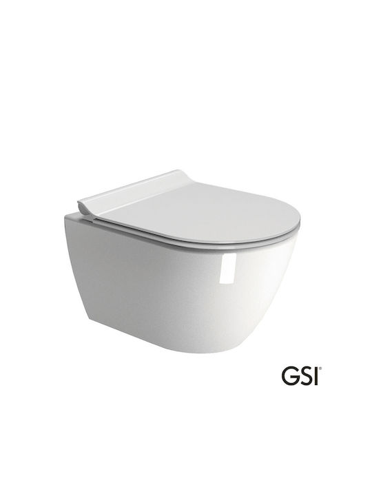 GSI Swirlflush Toaletă montată pe perete cu Capac Închidere lentă Albă GSI Swirlflush Toaletă montată pe perete cu Capac Închidere lentă Albă