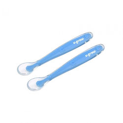 U-Grow Set pentru bebeluși cu Linguri din Silicon pentru 6+ luni Albastre
