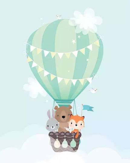Kids Framed Plastic Wall Painting Hot air balloon 21x30cm