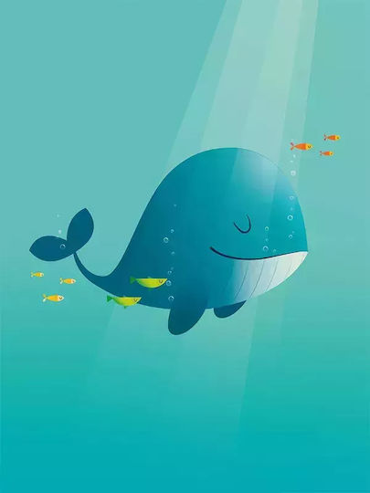 Kids Framed Plastic Wall Painting Whale 21x30cm