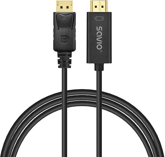Savio Cable DisplayPort male - HDMI male 1.5m Μαύρο