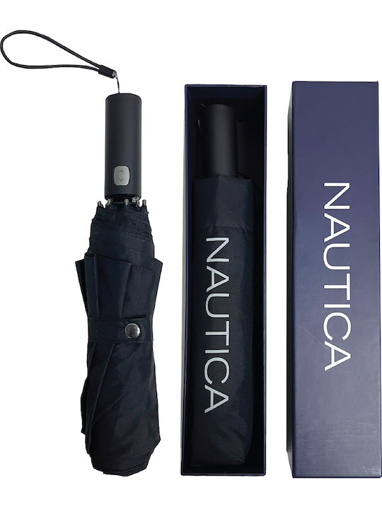 Nautica Антиветрена Автоматична Чадър за Дъжд Компактен Черен Nautica Антиветрена Автоматична Чадър за Дъжд Компактен Черен