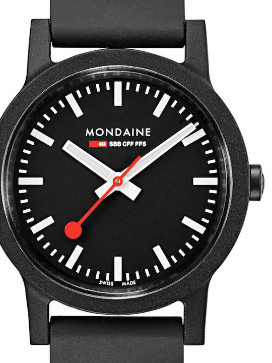 Mondaine Women's Watch with Black Leather Strap
