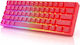 HK Gaming GK61 RGB Gaming Μηχανικό Πληκτρολόγιο 60% με Gateron Brown διακόπτες και RGB φωτισμό (Αγγλικό US) Κόκκινο