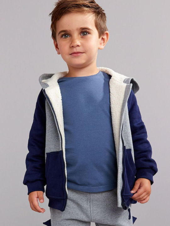 Kinder-Sweatshirt Strickjacke mit Kapuze Marineblau