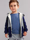 Kinder-Sweatshirt Strickjacke mit Kapuze Marineblau