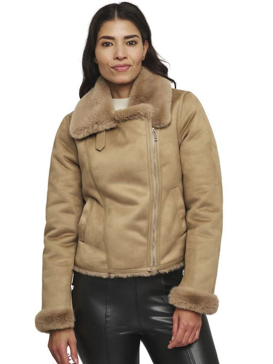 Bacia Μουτόν Γυναικείο Biker Jacket Sand