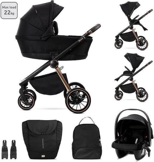Lorelli Bianca Verstellbar 3 in 1 Baby Kinderwagen Geeignet für Neugeborene Schwarz