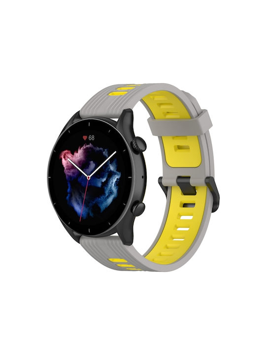 Curea Amazfit Gtr 4 din silicon bicolor gri galben