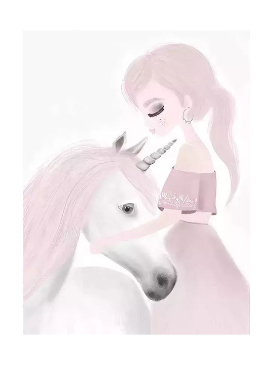 Παιδικό Κάδρο Unicorn με Λευκή Κορνίζα από Ξύλο 30x40εκ.