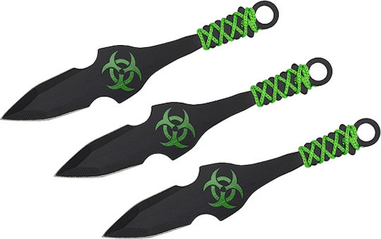 Set aus drei Wurfmessern Grün 16,5 cm Scheide inklusive