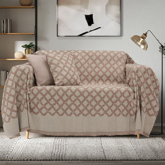 Lino Home Milto Ριχτάρι Διθέσιου Καναπέ Chenille 180x250εκ. Dusty Pink 3000004148