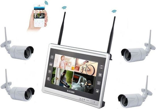 Überwachungssystem 4 Kameras Drahtlose Kameras IP 960P mit Rekorder NVR & Monitor