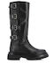 Leather Medium Heel Women's Boots with Zipper Black