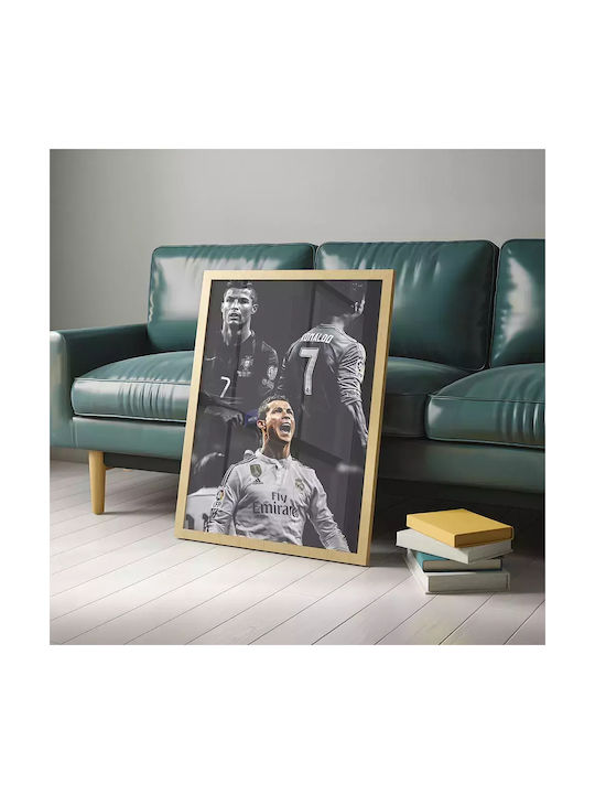 Poster Cristiano Ronaldo Sc034 30cm X 40cm Black Wooden Frame