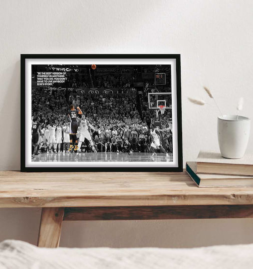 Poster Nba Stephen Curry Shot Snk201 30cm X 40cm Μαύρο Ξύλινο Κάδρο