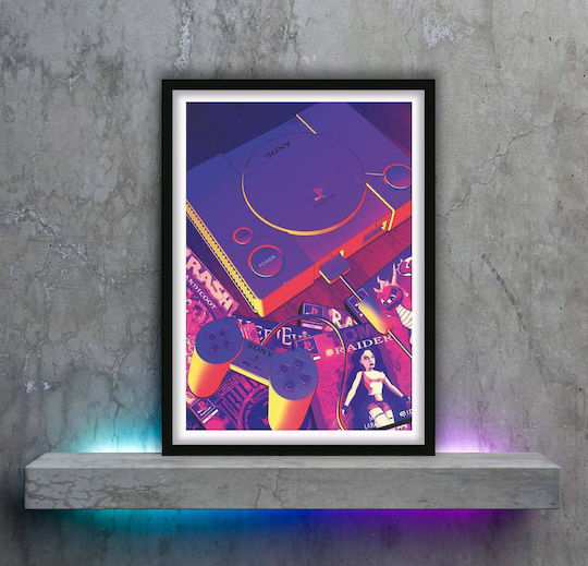 Gaming-Poster Playstation X Gm016 21cm x 30cm Naturholzrahmen