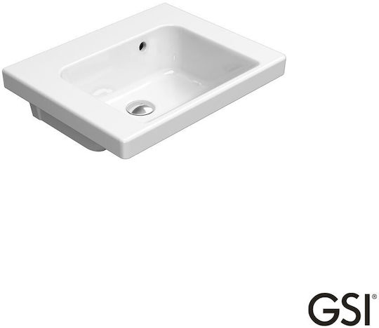 GSI Norm Επιτοίχιος Κρεμαστός / Επικαθήμενος Νιπτήρας Πορσελάνης 50x40cm White