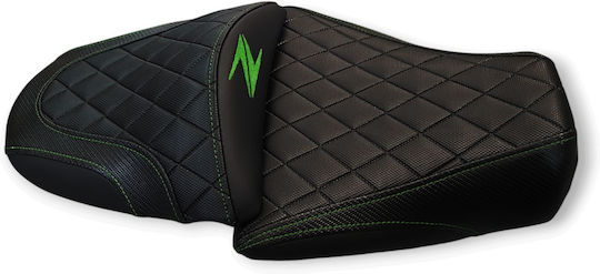 Z750-1000 Gen1 Kawasaki Quilted Diamond Seat Cover Green Stitching Logo
