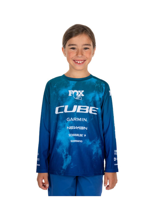 CUBE Kinder Lange Ärmel Fahrradtrikot Berg Blau
