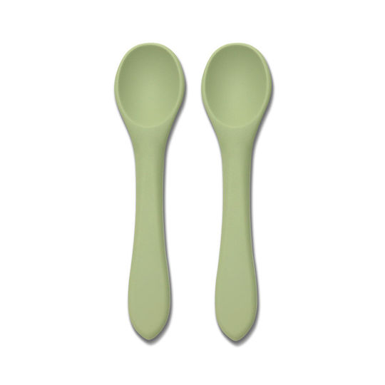 Lorelli Baby Set with Spoons made of Silicone for 4+ months Natural Fresh Green 2pcs