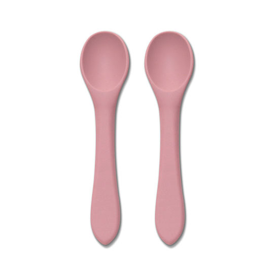 Lorelli Baby Set with Spoons made of Silicone for 4+ months Pink 2pcs