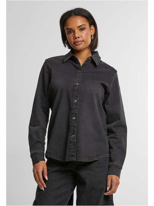 Women's Denim Long Sleeve Shirt Black