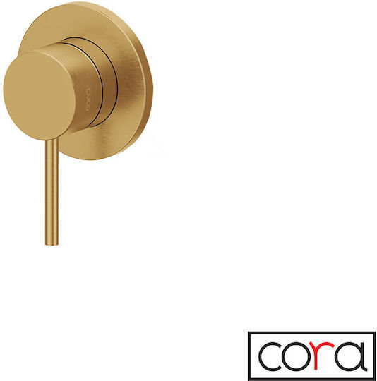 Cora Built-in Faucet Mixer for Shower 1 Exit Inox Gold