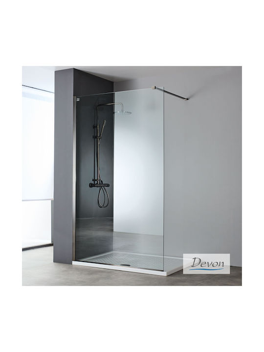 Devon Shower Screen for Shower with Sliding Door 47-49x195cm Clean Glass Inox