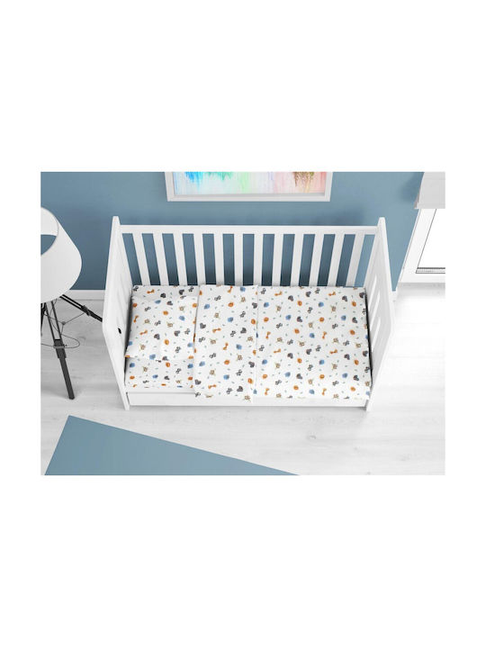 Dimcol Set Lenjerie de Patut Bebe Bebe Zoo Alb 120x160 cm