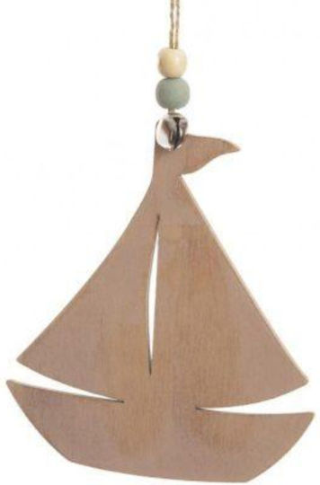 Holzdekoratives Hängeschiff Boot Natürliche Perlen 11x10cm Tatu Moyo
