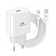 Rivacase Charger with USB-C Port and Cable USB-C - Lightning 20W Power Delivery Whites (PS4101)