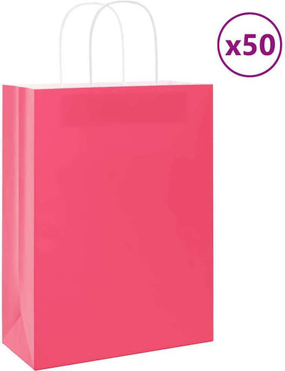 vidaXL Papier Tasche für Geschenke Rosa 26x35x12cm. 50Stück