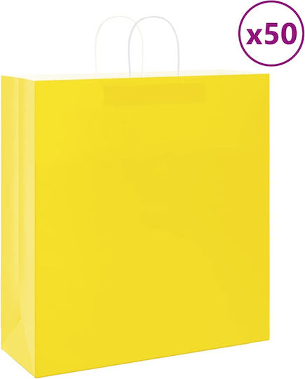 vidaXL Хартиена Чанта за Подарък Жълта 45x48x17см. 50бр