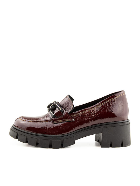Ragazza Leder Loafer Pumps Burgundisch