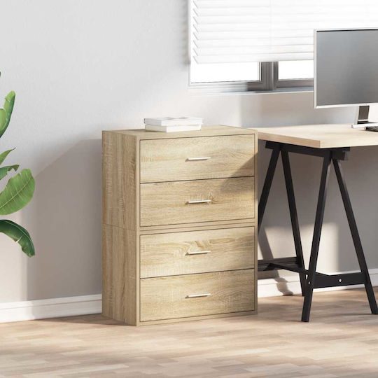Wooden Chest of Drawers with 4 Drawers Sonoma Oak 60x31x60cm
