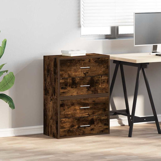 Wooden Chest of Drawers with 4 Drawers Smoked Oak 60x31x60cm