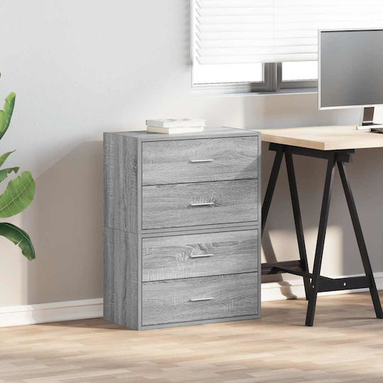 Wooden Chest of Drawers with 4 Drawers Grey Sonoma 60x31x60cm