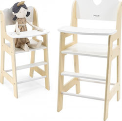 Бяла дървена висока столче за кукли Viga Toys Lumarko 13965419 6971608442377