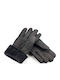 Unisex Leather Gloves with Fur Black