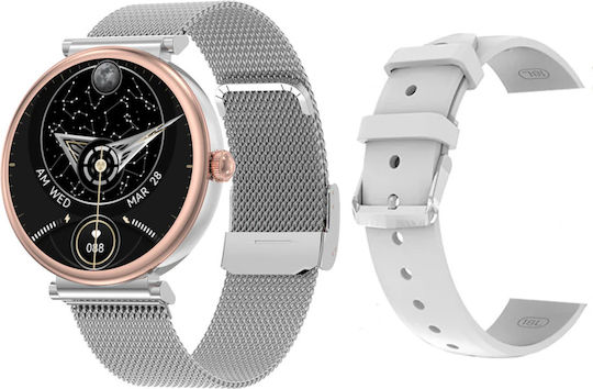 UnikWATCH Stainless Steel Smartwatch με Παλμογράφο (Ασημί)