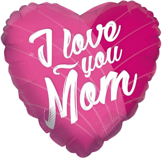 18" Heart Balloon Pink 'I Love You Mom'